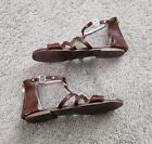 Michael Kors Strappy Sandals Brown Shoes Gold MK Logo Accents Size 5