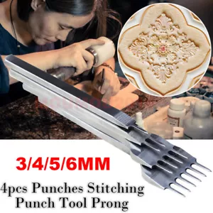 Leather Craft Tools Hole Chisel Graving Stitching Punches Tool Set 3, 4, 5, 6MM - Picture 1 of 16