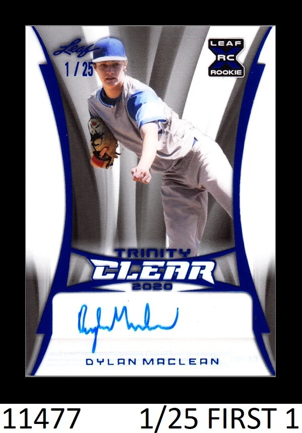 1-2020 LEAF TRINITY CLEAR BLUE PARALLEL AUTO DYLAN MacLEAN RANGERS 1/25 FIRST 1 - Image 1 of 1