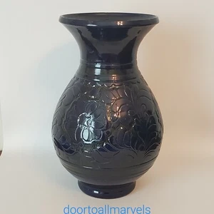 VTG KOROND Hand Carved Ceramic Vase Signed Transylvania Pottery Rustic 10" - Picture 1 of 11