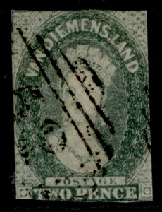 AUSTRALIA - Tasmania QV SG34, 2d slate-green, USED. Cat £100. - Picture 1 of 1