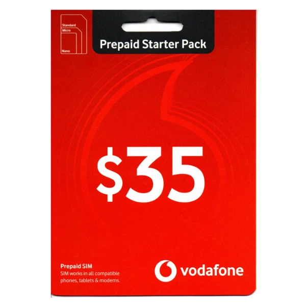 AUSTRALIAN VODAFONE $35 PREPAID MULTI FIT CELL MOBILE PHONE SIM CARD PACK 4G 5G - Image 1 of 1