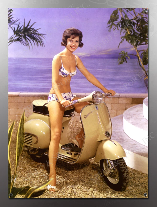 VINTAGE Vespa 150 IMAGE BANNER NOS IMAGE REPRODUCTION - Imagem 1 de 1
