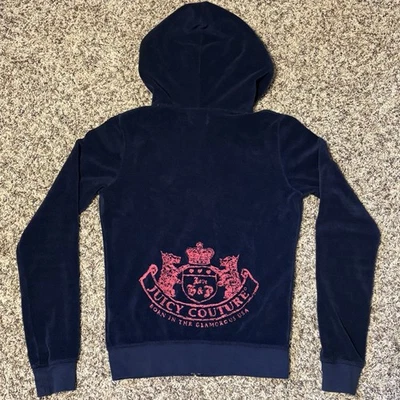 Sudadera con Capucha Juicy Couture Junior Mediana Tela Terry Cremallera Completa Chaqueta Cresta EE. UU. Foto 1 de 4