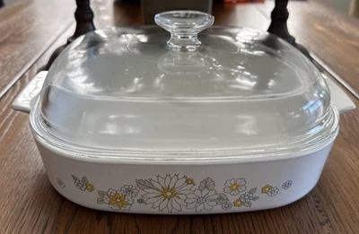 Vintage Corning Ware Floral Bouquet A-10-B Casserole Dish W/Lid Pyrex A-12-C  FS - Image 1 of 4