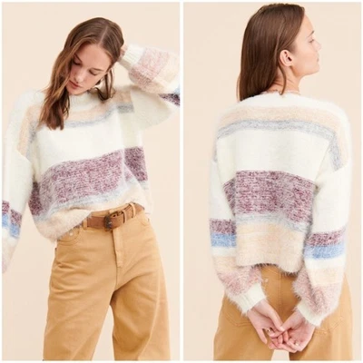 Lumiere Gentle Fawn Cozy Ivory Multicolor Striped Hilda Sweater Size Large - Image 1 of 4