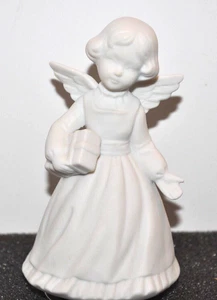 White Bisque Rotating Angel Musical Figurine made in Japan- Plays Silent Night - Picture 1 of 9