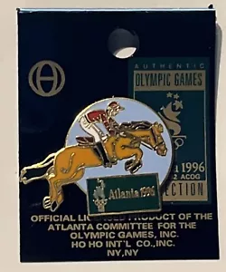 Prendedor Olímpico Ecuestre ~ Atlanta 1996 con Logo de Juegos ~ por HoHo NYC en Tarjeta - Imagen 1 de 9