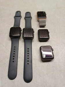 REPAIR Lot of 5 Apple Smart Watchs SE Series 1 & 3 w/ 3 bands PARTS - Picture 1 of 11