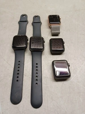 REPAIR Lot of 5 Apple Smart Watchs SE Series 1 & 3 w/ 3 bands PARTS - Image 1 of 4