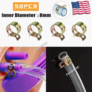 50Pcs 8mm 5/16" Spring Hose Clips Clamps Fastener Fuel Water Line Pipe Air Tube - Picture 1 of 9