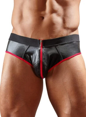 Herren Jock po frei Zip String Erotik Schwarz Sexy Rot Slip Pants S M L XL Liamy - Bild 1 von 3