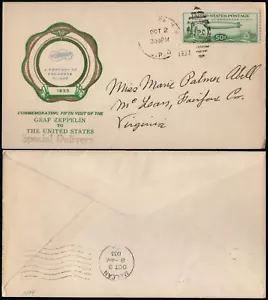 SAVOYSTAMPS - USA Cover - Graf Zeppelin FDC 1933 - C18 - Oct 2nd, 1933 - Picture 1 of 1
