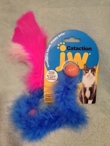 JW Cataction Cat Kitten Toy FEATHER BOA BOUNCING BALL CATNIP TEASER Pet Lover - Picture 1 of 2