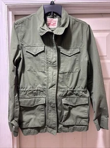 Levi's Women's Military Style Jacket Pockets Quilted Olive Green Size Medium M - Picture 1 of 3