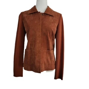 Sigrid Olsen Blazer Womens Small Burnt Orange Suede and Knit Mix Coat - Picture 1 of 11