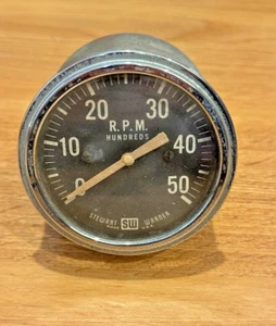 Vtg Stewart Warner Blk Letter USA 5K Tachometer Ford Flathead AV8 Banger SCTA - Picture 1 of 4
