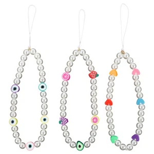 Phone Decorations Charm Pearl Wrist Lanyard Beaded Phone Lanyard - Photo 1/12