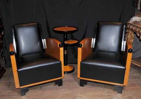 Pair Art Deco Club Chairs Arm Chairs Biedermeier Sofa Cover