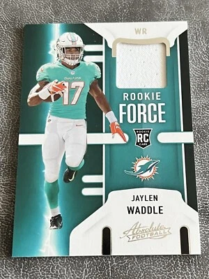 Jaylen Waddle 2021 ABSOLUTE "ROOKIE FORCE" RC JSY #RF-JWA MIAMI DOLPHINS! - Image 1 of 2