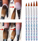 5PCS/Set Kolinsky Sable Acrylic Nail Art Brush Crimped Crystal Handle Manicure *