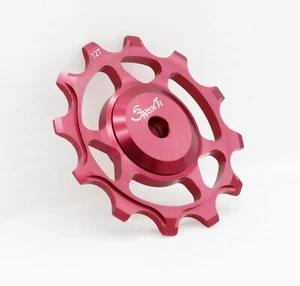 SwishTi Narrow-Wide Cycle Bike Oversized Fully-CNC Derailleur Pulley 12T Red - Picture 1 of 8