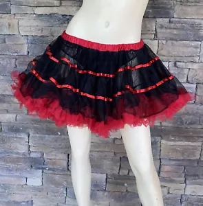 Leg Avenue Pettiskirt Ruffled  Tulle Skirt One Size Black / Red - Picture 1 of 3