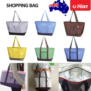Large Insulated Cooler Bag Reusable Shopping Bag Shoulder Tote Picnic Camping AU - Picture 1 of 22