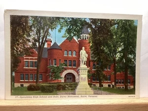 Estatua de Spaulding High School y Robert Burns: Barre, VT - Postal vintage - Imagen 1 de 3