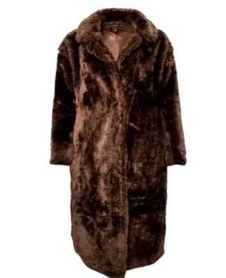 Missguided Plus Size Borg Teddy Longline Coat Brown Size 3XL UK 20 New - Image 1 of 2