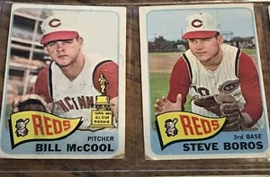 Lot of 2 - Topps 1965 Baseball - REDS - Bill McCool (Rookie) & Steve Boros - Picture 1 of 6