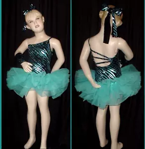 PUNK ROCKER Kinder kleines Tanzkostüm blau Animal Print Jazz Stepp Ballett Tutu neu - Bild 1 von 9