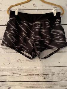 Cascade Sport Womens Athletic Shorts Size L Black Gray Built in Briefs Running - Picture 1 of 7