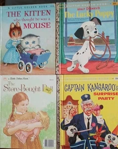 LOT OF 4 LITTLE GOLDEN BOOKS THE LUCKY PUPPY CAPTAIN KANGAROO STORE BOUGHT DOLL - Picture 1 of 5