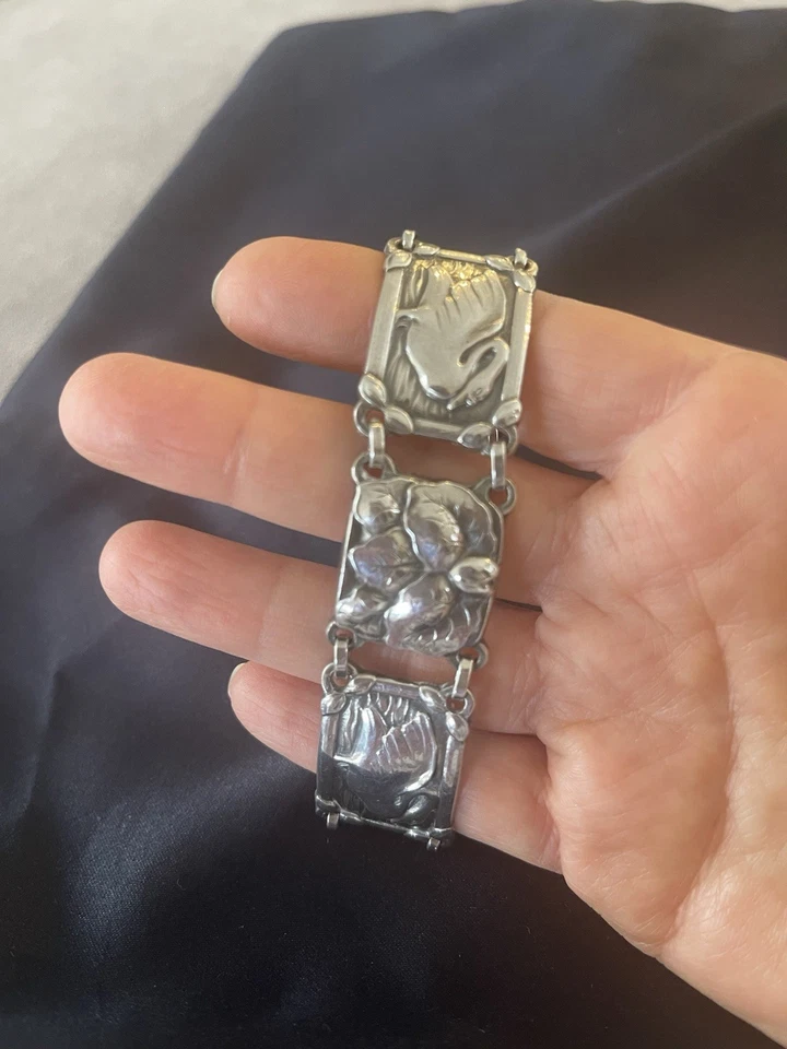 Brazalete de cisne de plata esterlina Georg Jensen #42 •Dinamarca•Art Nouveau vintage Foto 1 de 4