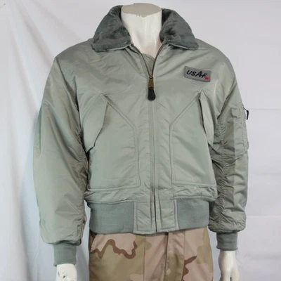 Jaqueta bombardeiro Highlander MA2 USAF estilo gola de pele acolchoada cinza prata XS-S - Imagem 1 de 4