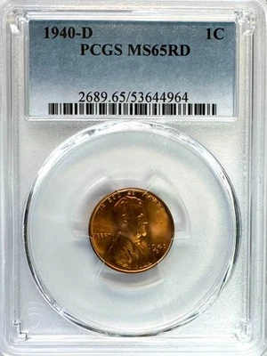 1940-D Lincoln Wheat Penny, MS 65 RD PCGS, NR. - Image 1 of 2