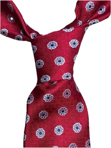 Cravatta Brooks Brothers in seta motivo geometrico rosso blu floreale 57”x3,25” designer - Foto 1 di 14