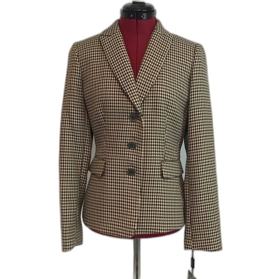 Blazer Tahari ASL para mujer talla 4 marrón/crema/negro pata de gallo mangas largas nuevo con etiquetas Foto 1 de 4