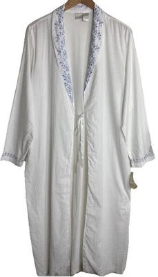 Gilligan & OMalley Floral Bordado Algodón Bata Larga Kimono Mujer Grande Blanco Foto 1 de 4