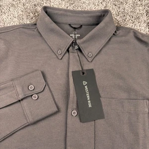 NEW Western Rise X Cotton Button Down Shirt Men’s S Gray Wicking 4 Way Stretch - Picture 1 of 5