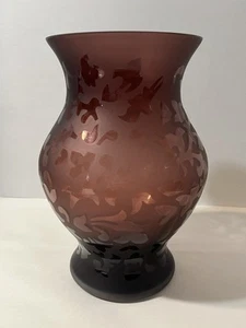 Pier 1 Amethyst geschliffen auf klarer Vase Kristall mattiertes Kunstglas - Bild 1 von 9