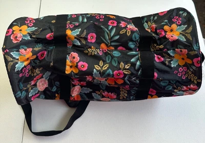 Bolso de Viaje Boho Floral Negro Bolso de Lona Cremallera Superior Nylon 19x9 Bandolera Desmontable Foto 1 de 4