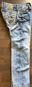 Rock Revival Brayen Straight Herren Größe 36 x 29 Distressed bestickt Kontrast - Bild 1 von 15