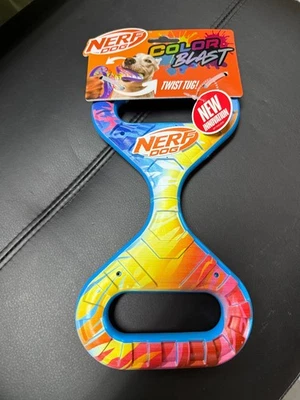Juguete para perro Nerf Color Blast Twist Tug - azul/amarillo Foto 1 de 3