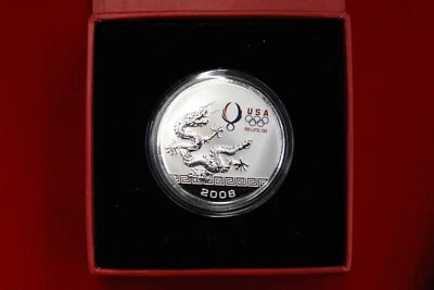 Medallón Dragón de Plata del Comité Olímpico de Estados Unidos de Beijing 2008 | con caja y certificado Foto 1 de 4