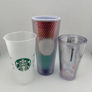 Starbucks Becher 3 Stück Rainbow Studded, Clear Frosted und Clear - Bild 1 von 5