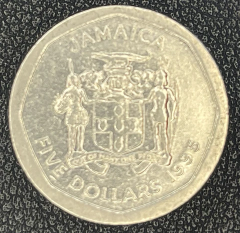 Jamaica 1995 5 Dollar Coin Very Nice Condition Cover
