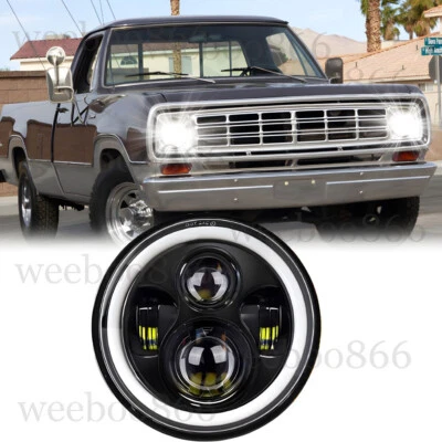 Faro LED redondo 105W 7" haz alto/bajo para camionetas Dodge D100 D200 D300 D400 D450 Foto 1 de 4