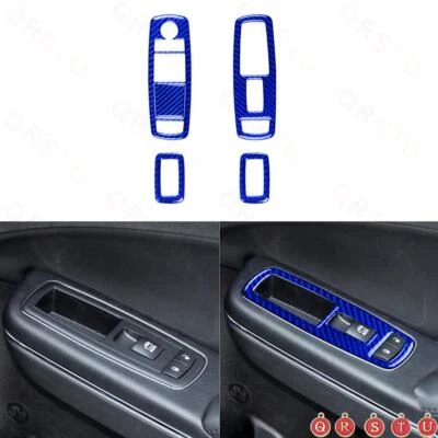5X Blue Carbon Fiber Window Lift Control Cover Trim For Dodge Charger 2011-2014 Foto 1 de 4